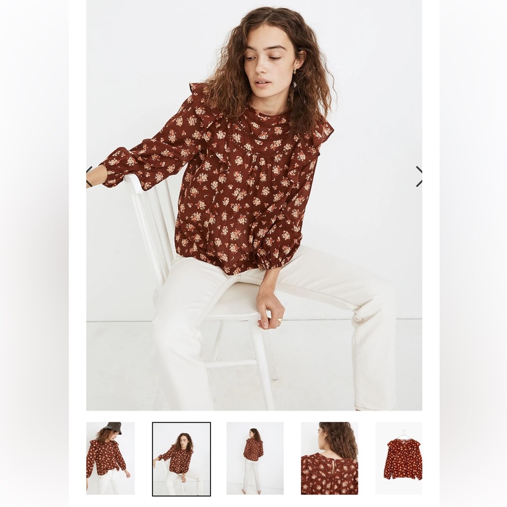 Madewell Ladder-Trim Ruffle Top in Homestead Bouquet size S